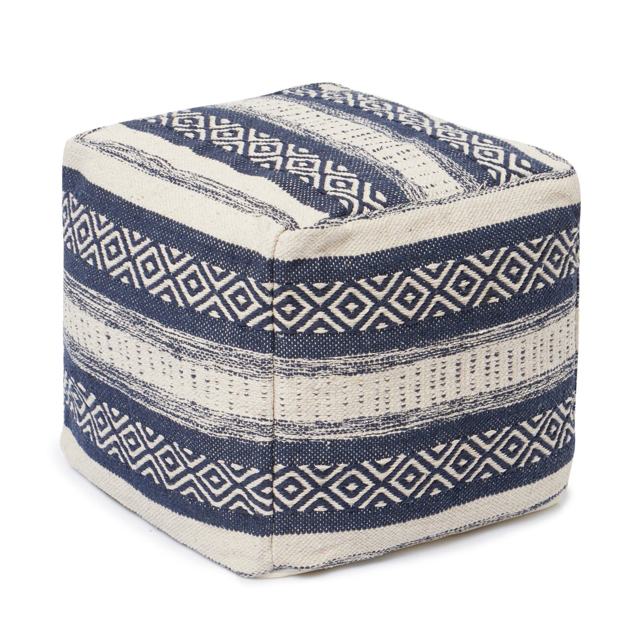 Edge Collections - Boho Decorative Pouf Ottoman Cover for Versatile Seating - 1 Piece